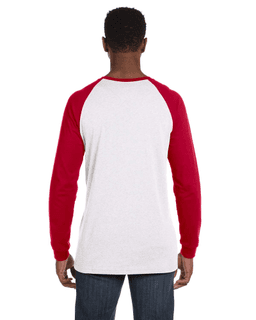 Sample of Canvas 3000C - Men's Jersey Long-Sleeve Baseball T-Shirt in WHITE CANVAS RD from side back