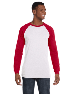 Sample of Canvas 3000C - Men's Jersey Long-Sleeve Baseball T-Shirt in WHITE CANVAS RD from side front