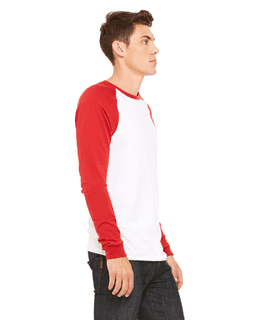 Sample of Canvas 3000C - Men's Jersey Long-Sleeve Baseball T-Shirt in WHITE CANVAS RD from side sleeveleft