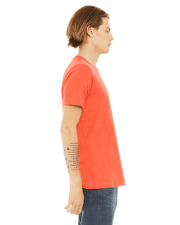 Sample of Canvas 3001 - Unisex Jersey Short-Sleeve T-Shirt in CORAL from side sleeveleft