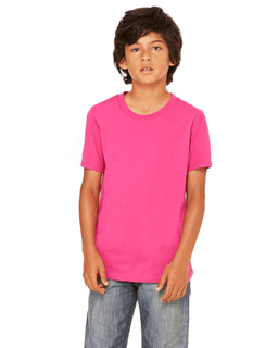 Sample of Canvas 3001Y - Youth Jersey Short-Sleeve T-Shirt in BERRY from side front