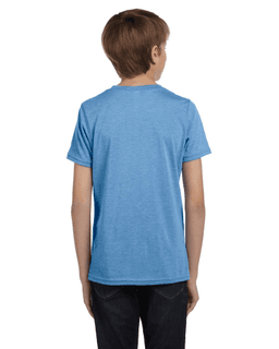 Sample of Canvas 3001Y - Youth Jersey Short-Sleeve T-Shirt in BLUE TRIBLEND from side back