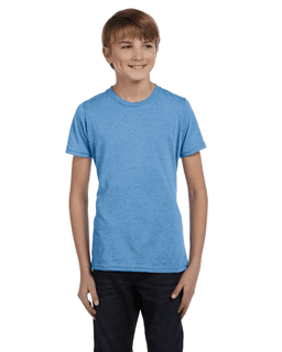 Sample of Canvas 3001Y - Youth Jersey Short-Sleeve T-Shirt in BLUE TRIBLEND from side front