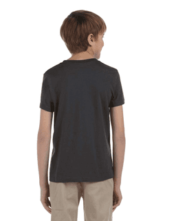 Sample of Canvas 3001Y - Youth Jersey Short-Sleeve T-Shirt in DRK GREY HEATHER from side back