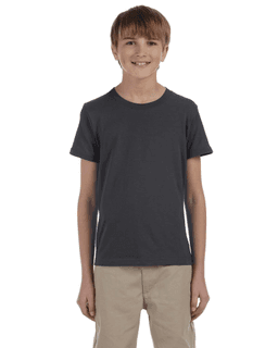 Sample of Canvas 3001Y - Youth Jersey Short-Sleeve T-Shirt in DRK GREY HEATHER from side front