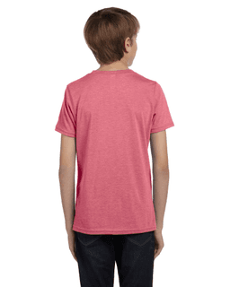 Sample of Canvas 3001Y - Youth Jersey Short-Sleeve T-Shirt in RED TRIBLEND from side back
