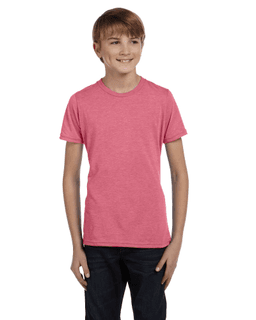 Sample of Canvas 3001Y - Youth Jersey Short-Sleeve T-Shirt in RED TRIBLEND from side front
