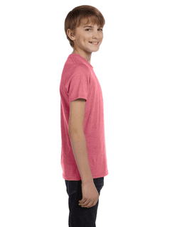 Sample of Canvas 3001Y - Youth Jersey Short-Sleeve T-Shirt in RED TRIBLEND from side sleeveleft
