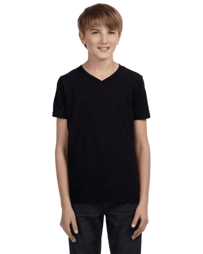 Sample of Canvas 3005Y - Youth Jersey Short-Sleeve V-Neck T-Shirt in BLACK style