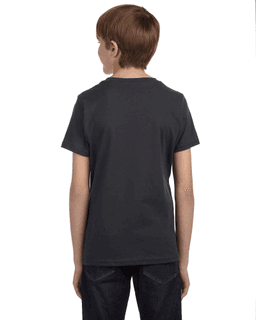 Sample of Canvas 3005Y - Youth Jersey Short-Sleeve V-Neck T-Shirt in DRK GREY HEATHER from side back