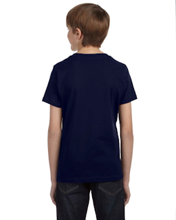 Sample of Canvas 3005Y - Youth Jersey Short-Sleeve V-Neck T-Shirt in NAVY from side back