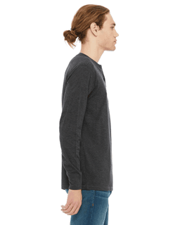Sample of Canvas 3150 - Men's Jersey Long-Sleeve Henley in DRK GREY HEATHER from side sleeveleft