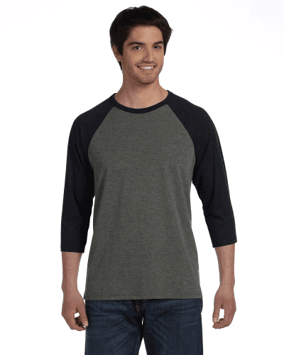 Sample of Canvas 3200 - Unisex 3/4-Sleeve Baseball T-Shirt in BLCK MRBLE BLCK style
