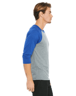 Sample of Canvas 3200 - Unisex 3/4-Sleeve Baseball T-Shirt in GREY TR RYL TRB from side sleeveleft