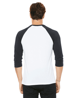 Sample of Canvas 3200 - Unisex 3/4-Sleeve Baseball T-Shirt in WHITE DARK GREY from side back