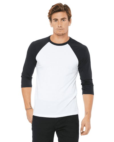Sample of Canvas 3200 - Unisex 3/4-Sleeve Baseball T-Shirt in WHITE DARK GREY style