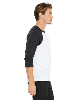 Sample of Canvas 3200 - Unisex 3/4-Sleeve Baseball T-Shirt in WHITE DARK GREY from side sleeveleft