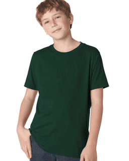 Sample of Next Level 3310 - Boy's Cotton Crew in FOREST GREEN from side front
