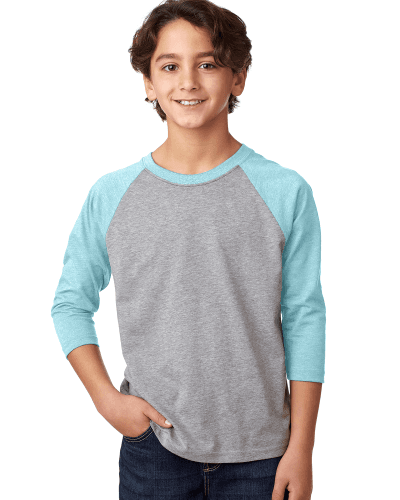 Sample of Next Level 3352 - Youth CVC 3/4-Sleeve Raglan in ICE BL D HTR GR style