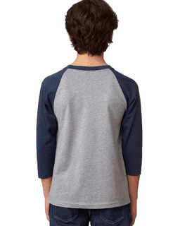 Sample of Next Level 3352 - Youth CVC 3/4-Sleeve Raglan in MD NY D HTR GRY from side back