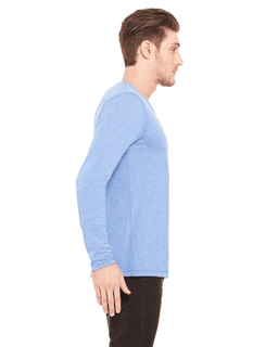 Sample of Canvas 3425 - Unisex Jersey Long-Sleeve V-Neck T-Shirt in BLUE TRIBLEND from side sleeveleft
