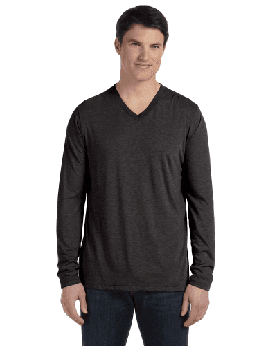 Sample of Canvas 3425 - Unisex Jersey Long-Sleeve V-Neck T-Shirt in CHAR-BLACK TRIB style