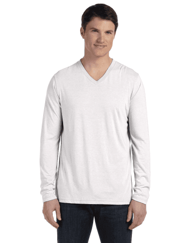 Sample of Canvas 3425 - Unisex Jersey Long-Sleeve V-Neck T-Shirt in WHT FLECK TRIBLD style