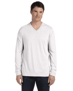 Sample of Canvas 3425 - Unisex Jersey Long-Sleeve V-Neck T-Shirt in WHT FLECK TRIBLD from side front