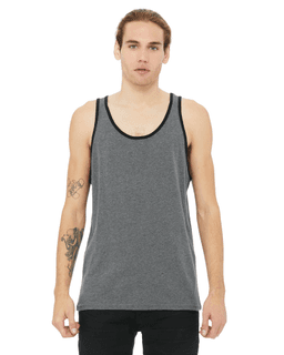 Sample of Bella+Canvas 3480 - Unisex Jersey Tank in DEEP HTHR BLACK from side front