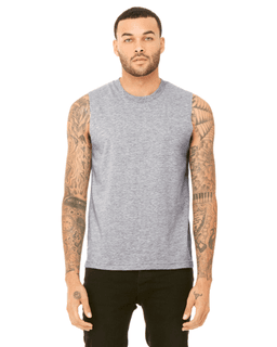 Sample of Canvas 3483 - Unisex Jersey Muscle Tank in ATHLETIC HEATHER from side front