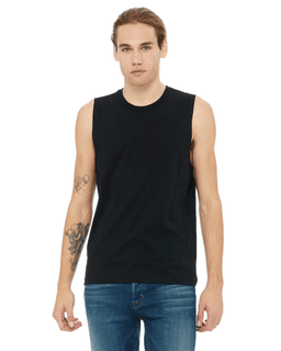 Sample of Canvas 3483 - Unisex Jersey Muscle Tank in BLACK from side front