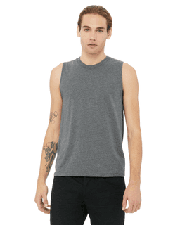 Sample of Canvas 3483 - Unisex Jersey Muscle Tank in DEEP HEATHER from side front