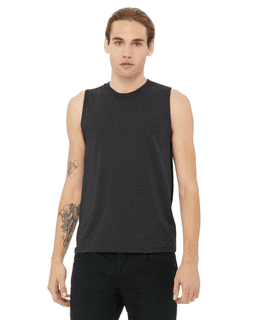 Sample of Canvas 3483 - Unisex Jersey Muscle Tank in DK GREY HTHR from side front