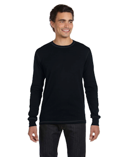 Sample of Canvas 3500 - Men's Thermal Long-Sleeve T-Shirt in BLACK BLACK from side front