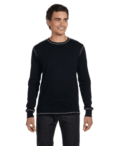 Sample of Canvas 3500 - Men's Thermal Long-Sleeve T-Shirt in BLACK GREY style