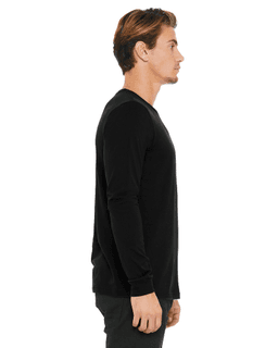 Sample of Canvas 3501 - Unisex Jersey Long-Sleeve T-Shirt in BLACK from side sleeveleft