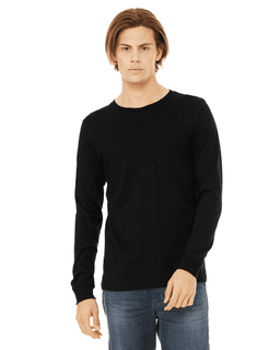 Sample of Canvas 3501 - Unisex Jersey Long-Sleeve T-Shirt in BLACK HEATHER from side front