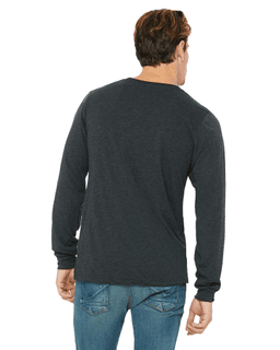 Sample of Canvas 3501 - Unisex Jersey Long-Sleeve T-Shirt in CHRCL BLCK TRBLN from side back