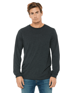 Sample of Canvas 3501 - Unisex Jersey Long-Sleeve T-Shirt in CHRCL BLCK TRBLN from side front