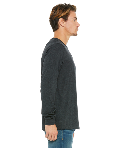Sample of Canvas 3501 - Unisex Jersey Long-Sleeve T-Shirt in CHRCL BLCK TRBLN from side sleeveleft