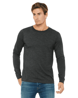 Sample of Canvas 3501 - Unisex Jersey Long-Sleeve T-Shirt in DRK GREY HEATHER from side front