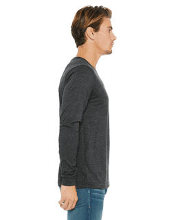 Sample of Canvas 3501 - Unisex Jersey Long-Sleeve T-Shirt in DRK GREY HEATHER from side sleeveleft