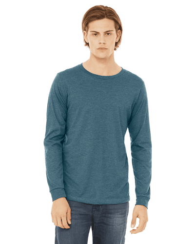 Sample of Canvas 3501 - Unisex Jersey Long-Sleeve T-Shirt in HTHR DEEP TEAL style
