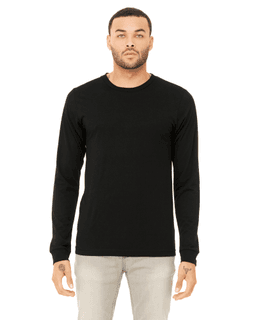 Sample of Canvas 3501 - Unisex Jersey Long-Sleeve T-Shirt in SOLID BLK TRIBLN from side front