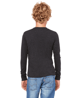 Sample of Canvas 3501Y - Youth Jersey Long-Sleeve T-Shirt in CHAR-BLK TRIBND from side back