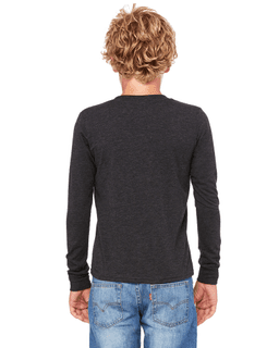 Sample of Canvas 3501Y - Youth Jersey Long-Sleeve T-Shirt in DK GREY HTHR from side back