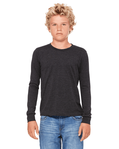Sample of Canvas 3501Y - Youth Jersey Long-Sleeve T-Shirt in DK GREY HTHR style