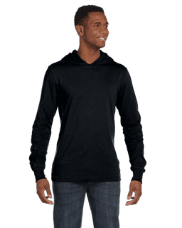 Sample of Canvas 3512 - Unisex Jersey Long-Sleeve Hoodie in BLACK from side front