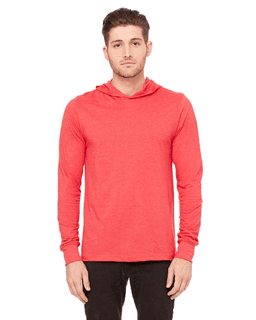 Sample of Canvas 3512 - Unisex Jersey Long-Sleeve Hoodie in HEATHER RED from side front