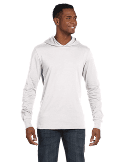 Sample of Canvas 3512 - Unisex Jersey Long-Sleeve Hoodie in WHITE from side front